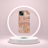 Roze Sandstone Agate Marble Abstracte Name Monogra Case-Mate iPhone Case