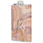 Roze Sandstone Agate Marble Abstracte Name Monogra Heupfles (Links)