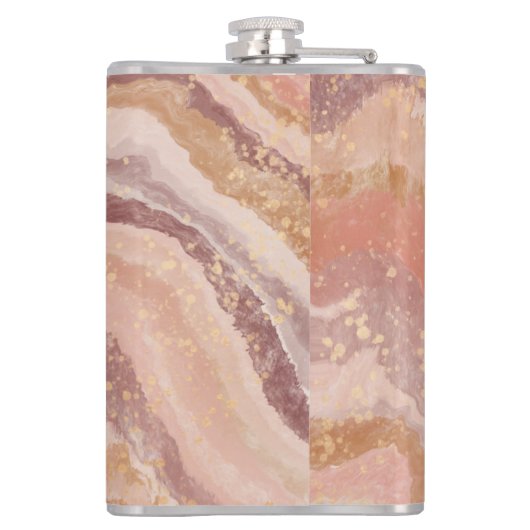 Roze Sandstone Agate Marble Abstracte Name Monogra Heupfles (Achterkant)