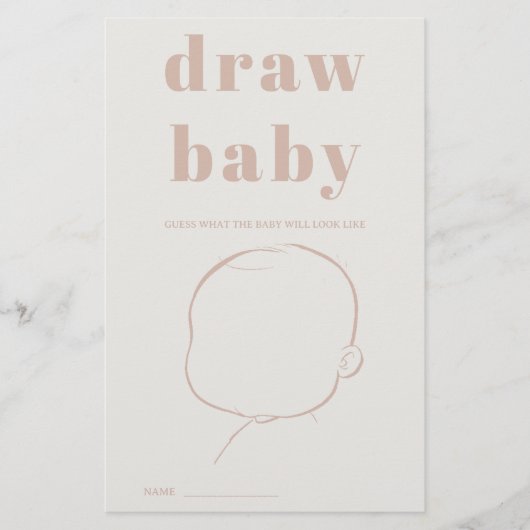 Roze Sandstone Typografie Douche Draw Baby Game Flyer (Voorkant)