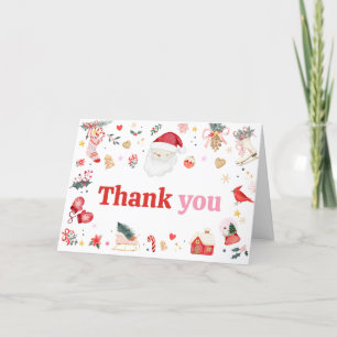 Roze Santa Baby Baby shower Bedankkaart