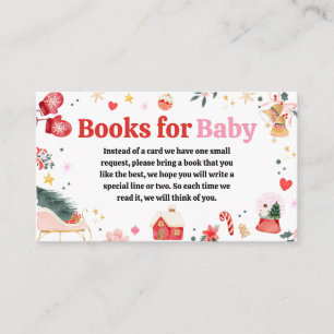 Roze Santa Baby Baby shower Boeken voor Baby Informatiekaartje