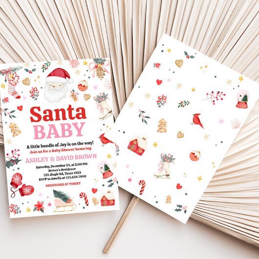 Roze Santa Baby Baby shower Kaart