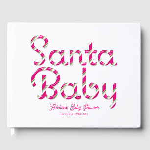 Roze Santa Baby Christmas Baby shower Guestbook Gastenboek