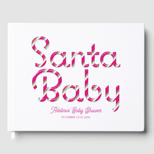 Roze Santa Baby Christmas Baby shower Guestbook Gastenboek (Voorkant)