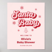 Roze Santa Baby Christmas Baby shower Welkom Poster (Voorkant)