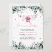 Roze Santa Baby Christmas Clothesline Baby shower Kaart (Voorkant)