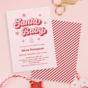 Roze Santa Baby Kerst Baby shower Kaart