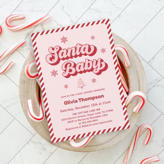 Roze Santa Baby Kerst Baby shower Kaart