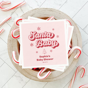 Roze Santa Baby Kerst Baby shower Servet