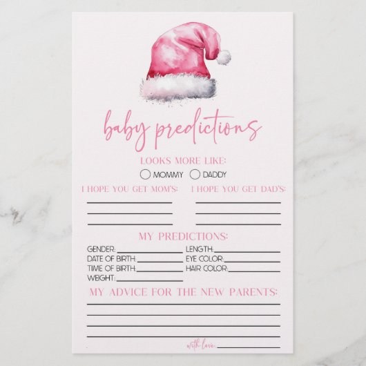 Roze Santa Baby shower voorspellingen activiteit Briefpapier (Voorkant)