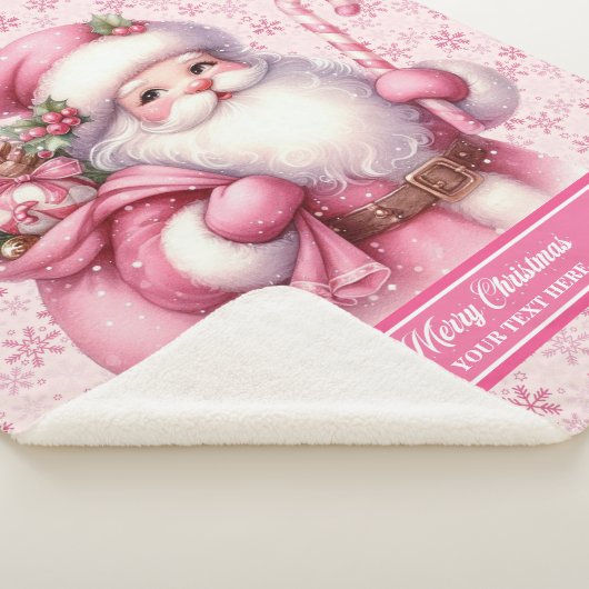 Roze Santa Blanket Meisjes Gepersonaliseerde Vakan Sherpa Deken (3/4)