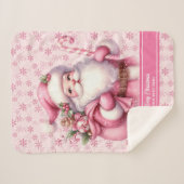 Roze Santa Blanket Meisjes Gepersonaliseerde Vakan Sherpa Deken (Voorkant (horizontaal))