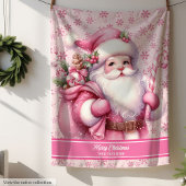 Roze Santa Blanket Meisjes Gepersonaliseerde Vakan Sherpa Deken