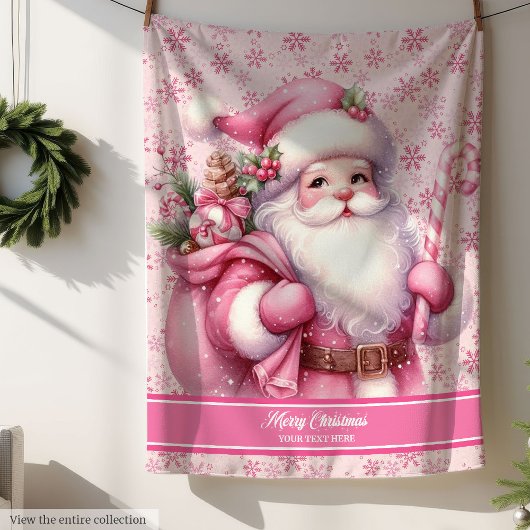 Roze Santa Blanket Meisjes Gepersonaliseerde Vakan Sherpa Deken