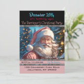 Roze Santa Breeze Kerstfeest uitnodiging (Staand voorkant)