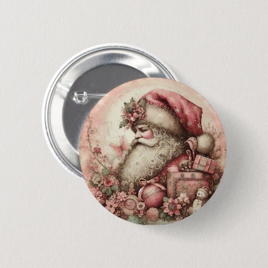 Roze Santa Button (Voorkant /achterkant)