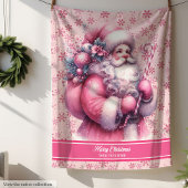 Roze Santa Claus Deken voor Meisjes Custom Name