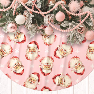 Roze  Santa Claus Gezicht Waterverf Kerstboom Rok
