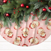 Roze  Santa Claus Gezicht Waterverf Kerstboom Rok
