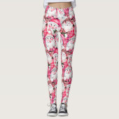 Roze  Santa Claus Tartan Plaid Christmas Leggings (Voorkant)