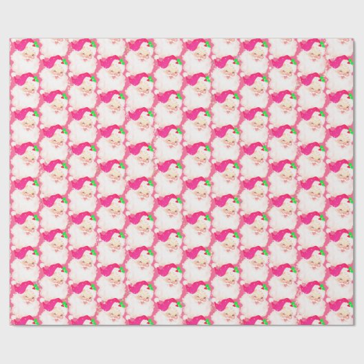 Roze  santa claus wink kerstcadeau cadeaupapier (Vlak)