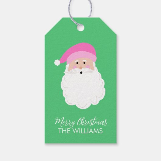 Roze Santa Custom Gift Labels Cadeaulabel (Voorkant)