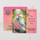 Roze Santa Elegant Jaarlijks Kerstfeest Kaart (Voorkant / Achterkant)