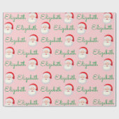 Roze Santa Face Personaliseer kerstvakantie cadeau Cadeaupapier (Vlak)