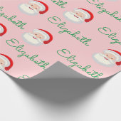 Roze Santa Face Personaliseer kerstvakantie cadeau Cadeaupapier (Hoek)