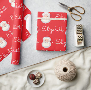 Roze Santa Face Personaliseer kerstvakantie cadeau Cadeaupapier