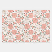Roze  Santa Floral Kerstspeelgoed Inpakpapier Vel (Voorkant)