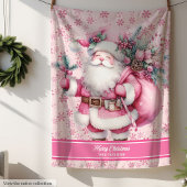 Roze Santa Girls Deken Custom Name Pinkmas