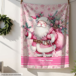 Roze Santa Girls Deken Custom Name Pinkmas