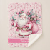 Roze Santa Girls Deken Custom Name Pinkmas (Voorkant)