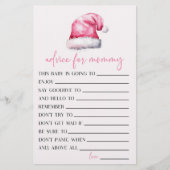 Roze Santa Hat Advies Baby shower Spel Activiteit Briefpapier (Voorkant)