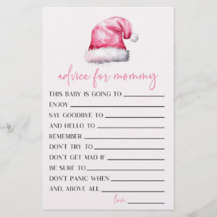 Roze Santa Hat Advies Baby shower Spel Activiteit Briefpapier