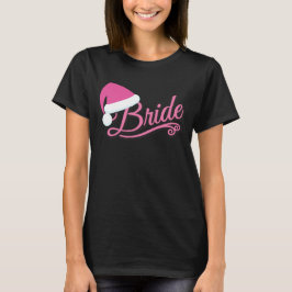 Roze Santa Hat Bruid T-shirt zwart