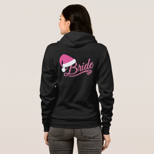 Roze Santa Hat Bruid Zweet Shirt zwart (Achterkant volledig)