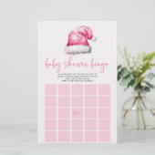 Roze Santa Hat Christmas Bingo Baby shower Game Briefpapier (Staand voorkant)