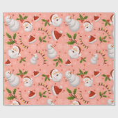 Roze santa kerst cadeau wrapping papieren cadeaupapier (Vlak)