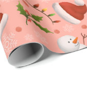 Roze santa kerst cadeau wrapping papieren cadeaupapier (Rol Hoek)