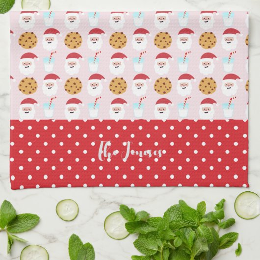 Roze Santa Milk en koekjes Theedoek (Gevouwen)