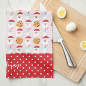 Roze Santa Milk en koekjes Theedoek (Quarter Fold)