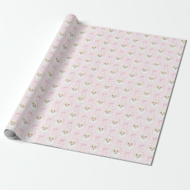  Roze Santa op Gingham Wrapping Paper Cadeaupapier