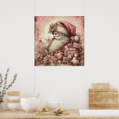 Roze  Santa Poster (Keuken)