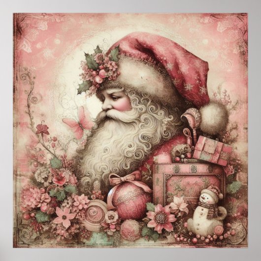 Roze  Santa Poster (Voorkant)