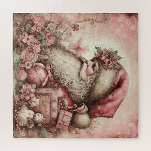 Roze  Santa Puzzel Legpuzzel (Horizontaal)