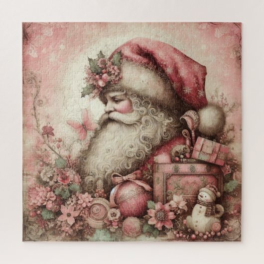 Roze  Santa Puzzel Legpuzzel (Verticaal)