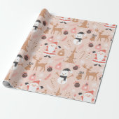  Roze Santa Rendier Kerst Wrap Cadeaupapier (Uitgerold)
